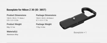 SmallRig - 3857 Baseplate for Nikon Z 30 ประกันศูนย์ไทย